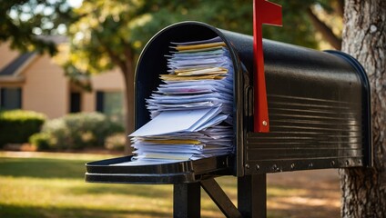 Mailbox overflowing with letters