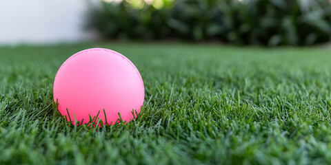 Naklejka premium Pink Sphere on Green Grass