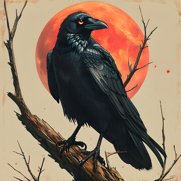 Raven Under a Red Moon