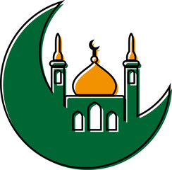 A mosque with crescent moon