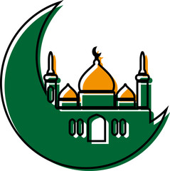 Obraz premium A mosque with crescent moon