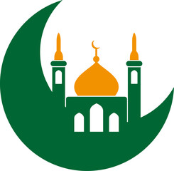A mosque with crescent moon