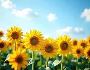 Vibrant Sunflowers in a Sunny Field