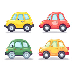 Colorful cartoon cars cute vehicles happy ride joyful journey