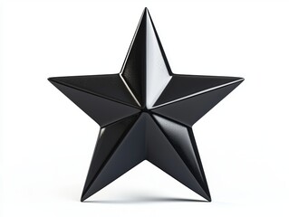 Fototapeta premium a matte black star with sharp edges, modern minimalist aesthetic, sleek and bold design, isolated on white background
