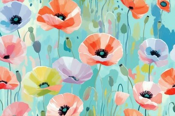 Obraz premium Vintage colorful fantasy dreamy abstract blooming botanical flowers seamless patterns illustration, nature theme concept texture design. 