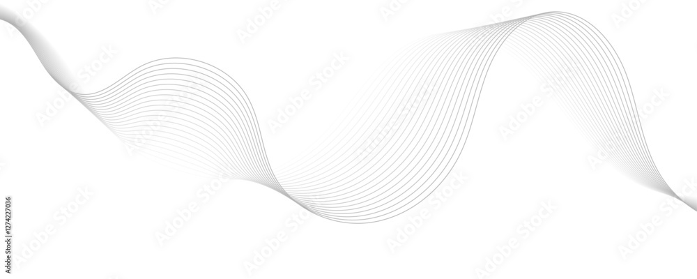 Poster abstract gray wave dynamic curve lines background. energy technology concept modern backdrop design 
