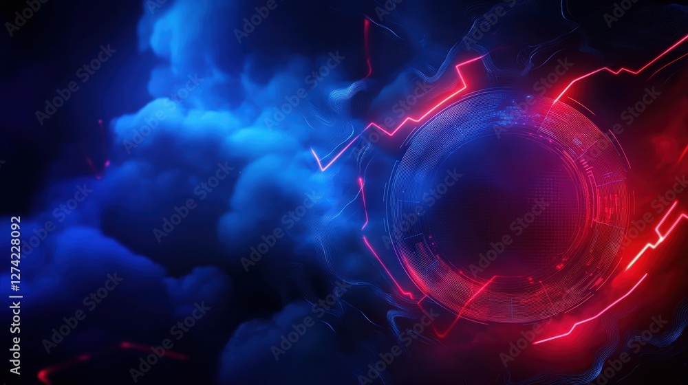 Poster a vibrant and dynamic abstract background featuring swirling clouds of blue and red tones