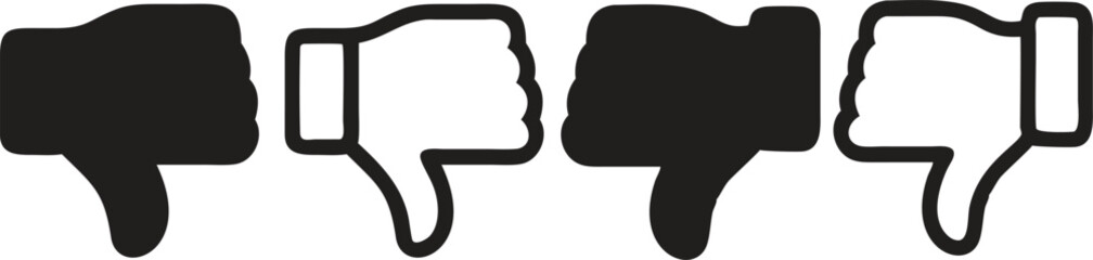 Thumb down, icon set, dislike symbol, vector illustration