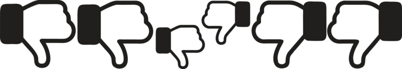 Thumb down, icon set, dislike symbol, vector illustration