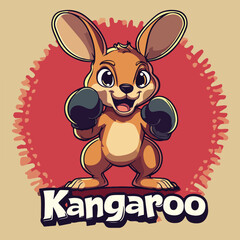 Cartoon kangaroo with boxing gloves