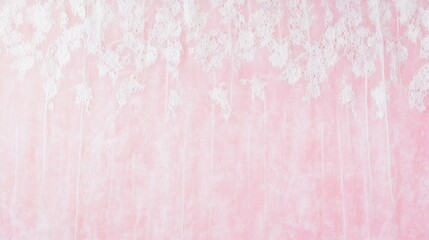 Fototapeta premium Delicate white lace on soft pink background textile fabric design