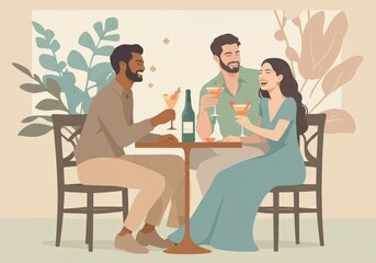 Friends enjoying cocktails together in a cozy setting
