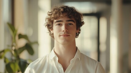 Confident young entrepreneur in a modern office space with natural lighting