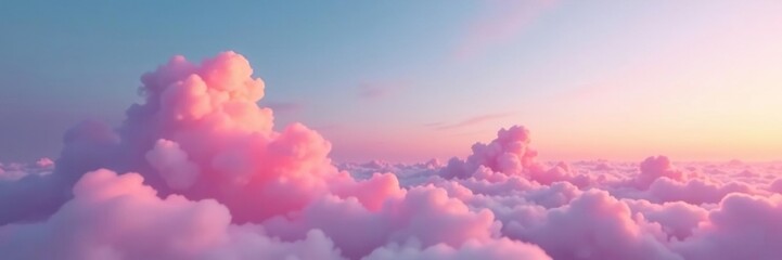 Soft pink clouds float gently across the sky at dawn, natural scenery, cloud formations, pink clouds