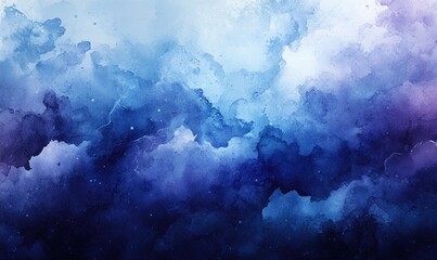 Naklejka premium A painting of a cloudy blue sky with a few stars