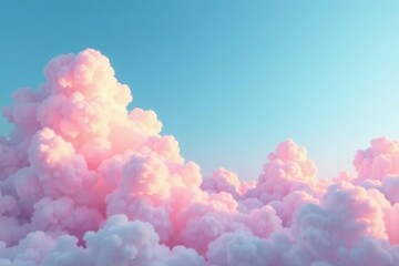 Fototapeta premium Soft pink clouds drift lazily across a blue sky, atmosphere, peaceful, cloudy