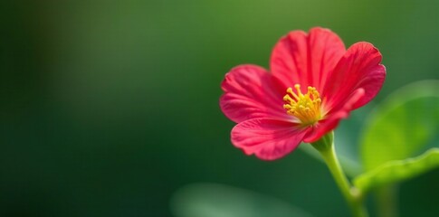 Delicate nasturtium flower blooms on a leafy stem, spring, stems