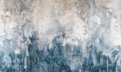 A wall with a blue and white paint splatter
