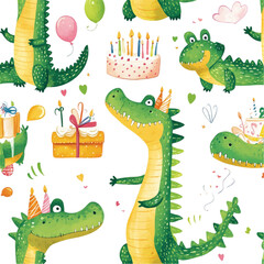 Fototapeta premium Happy Crocodiles Birthday Party Celebration Fun
