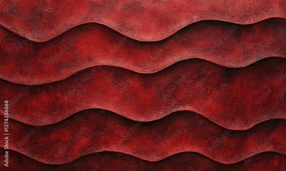 Poster the image is a close up of a red wall with a wave pattern