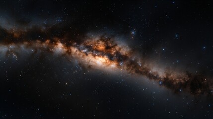 Fototapeta premium Majestic milky way galaxy panorama in dark night sky with bright stars and cosmic dust clouds. Space exploration and astronomy concept showing universe vastness and beauty