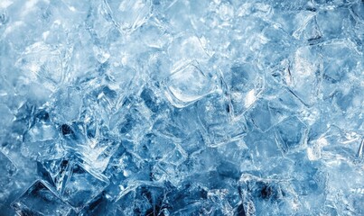 A close up of ice cubes in a blue background