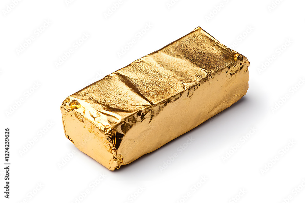 Sticker Golden foil bar isolated on white