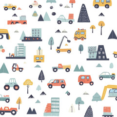 Cheerful Vehicles and Buildings Delightful Cityscape