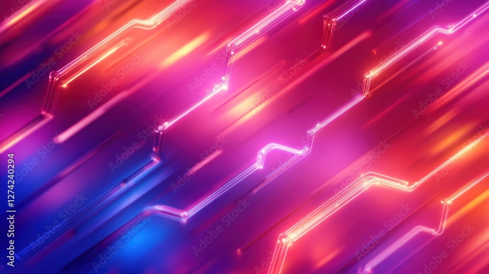 Aufkleber a vibrant display of abstract lines in bright colors, representing a futuristic digital landscape. t