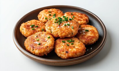 Fototapeta premium A plate of fried chicken pieces with a sprinkle of salt and pepper