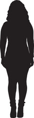 vector; silhouette; front view of a  senior woman standing