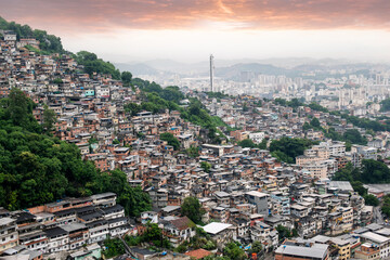 Favela de Rio de Janeiro at dawn at dawn