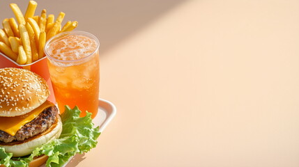 Fast food meal burger fries drink