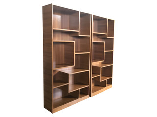 wooden shelves isolated on white