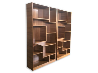 3d shelves on white background