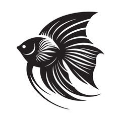 Graceful Angelfish silhouette for elegant aquatic compositions - Angelfish illustration - Minimalist Angelfish vector - fish silhouette

