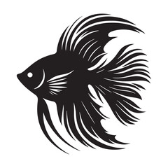 Artistic Angelfish silhouette, an elegant sea creature depiction - Angelfish illustration - Minimalist Angelfish vector - fish silhouette
