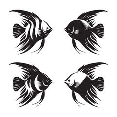 Bold Angelfish silhouette, a perfect addition to aquatic designs - Angelfish illustration - Minimalist Angelfish vector - fish silhouette
