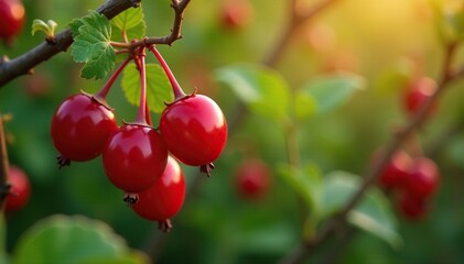 Red cranberry beans pods nestled among branches, red, field, pod