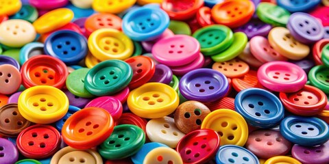Obraz premium Close up shot of vibrant and colorful buttons , colorful, close up, fashion, sewing, textiles, style, accessories