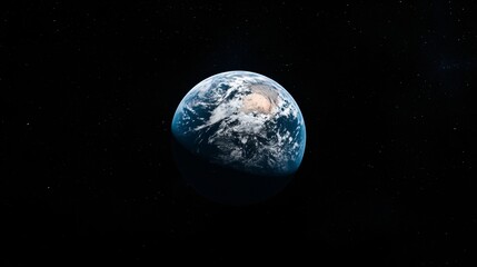 Planet earth viewed from space showing africa and clouds against black background with copy space. Global environment concept. Science and astronomy wallpaper