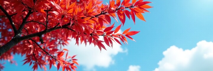 Red chilli tree branches stretching towards the sky, nature, leaves