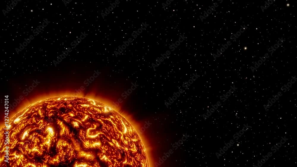 Poster solar surface revealing powerful erupting flares and massive coronal mass ejections bursting with el