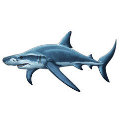 Obraz premium Majestic Great Shark Ocean Predator Powerful Swimmer Blue Hues