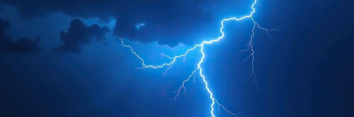Blue and white lightning illuminating a dark sky, lightning, electric