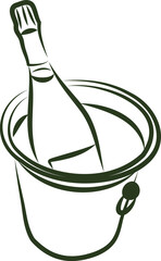 champagne bottle in a bucket Hand drawn Illustration Clipart Vector © Eguzki Studio