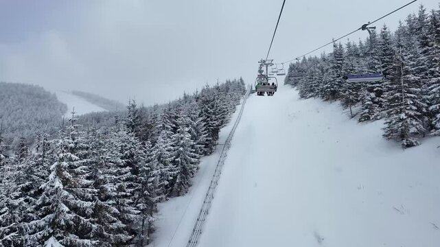 Dolni Morava Czech Republic ski lift in the snowy mountains 