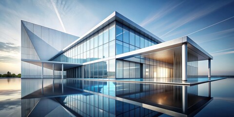 Obraz premium Abstract architectural design featuring sleek lines and geometric shapes, modern, abstract, architecture, background