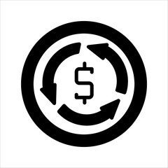 dollar turnover icon.Element of popular banking icon. Premium quality graphic design. Signs, symbols collection icon for websites, web design,